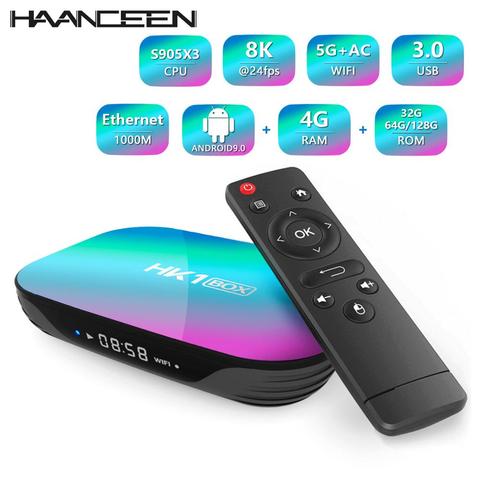 Amlogic S905X3 Android 9.0 TV Box HK1 BOX Quad Core 4K 2.4G&5G Dual Band WiFi Ultra HD Smart TV Media Player ► Photo 1/6