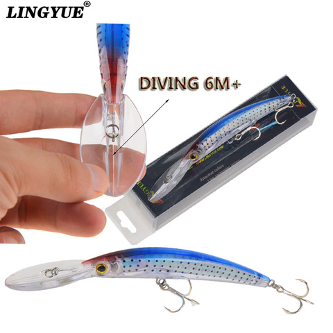 LINGYUE Floating Fishing Lure Big Shad Minnow 17cm 24g Artificial Bait 6M Plastic 3D Eyes Wobbler Bass Lure Fishing Tackle peche ► Photo 1/6