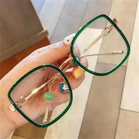 Oversized Square Green Glasses Frame For Women Clear Lens Optical Myopia Nerd Glasses Transparent Shades Fashion Eyeglasses ► Photo 1/6