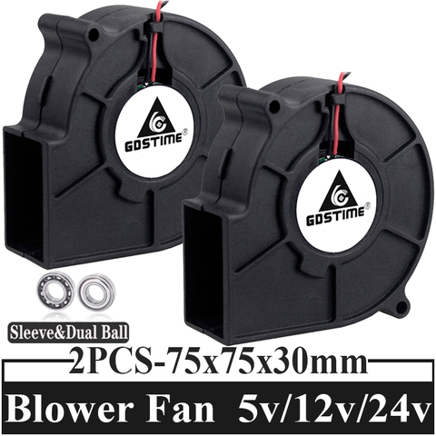 2PCS Gdstime DC  Blower Fan 75x75x30mm 5V 12V 24V  7cm 7530 Centrifugal Radial Air Flow Cooling Cooler Fan ► Photo 1/6