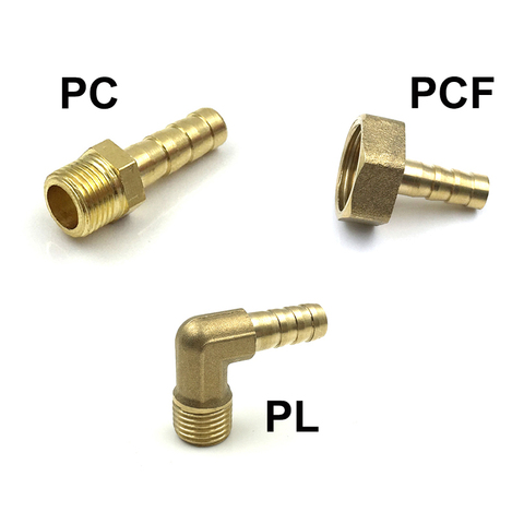 Pagoda connector 6 8 10 12 14mm hose barb connector, hose tail thread 1/8 1/4 3/8 1/2 brass water pipe fittings ► Photo 1/5