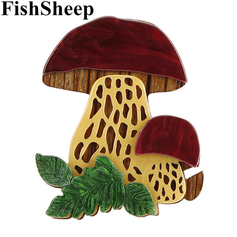 FishSheep Cute Mushroom Acrylic Brooches Fashion Resin Plants Large Brooch Pins Lapel For Women Kids Coat Dress Accessories ► Photo 1/6