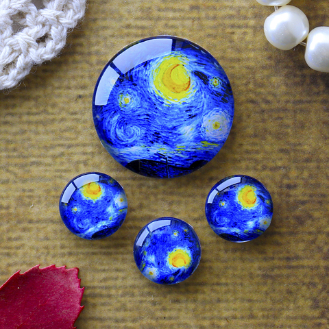 12mm 25mm 14mm 16mm 18mm 20mm  Photo Glass Cabochons Round Cameo Set Handmade Settings Starry Sky ► Photo 1/2