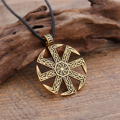 Dawapara Slavic Kolovrat Symbol Pagan Jewelry Sun Wheel Amulet Pendant Slavic Necklace ► Photo 1/6