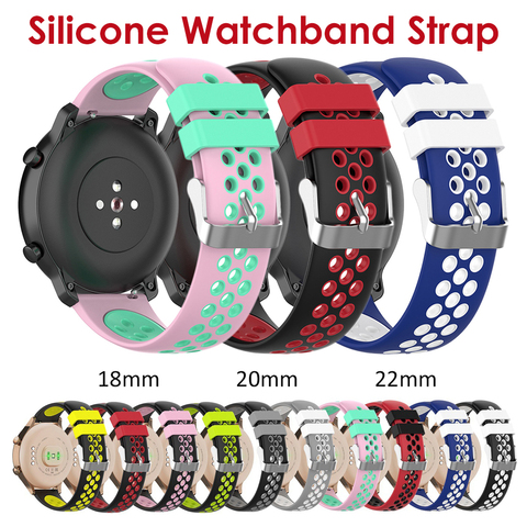 18mm 20mm 22mm Smartwatch Straps Silicone Quick Release Soft Rubber Replacement Watch Bands for Men and Women Dual Colors ► Photo 1/6