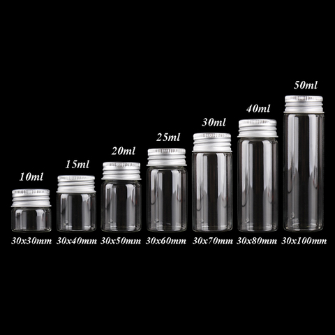 4 pieces Diameter 30mm 10ml-15ml-20ml-25ml-30ml-40ml-50ml Glass Bottles with Aluminum Lids 7 sizes U-pick ► Photo 1/6
