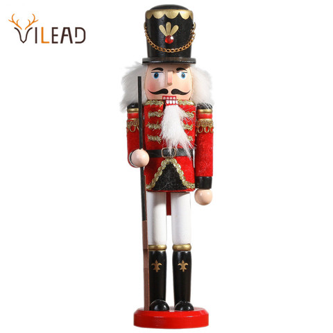 VILEAD 30cm Fine Nutcracker Wooden Crafts Vintage Handcraft Home Livingroom Decoration Ornaments Christmas Gifts ► Photo 1/5