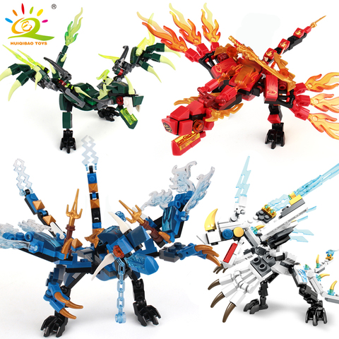 HUIQIBAO 115pcs Ninja Dragon Knight Model Building Blocks KAI JAY ZANE Figures MAN Bricks Toys For Children Boy Friends Gift ► Photo 1/6