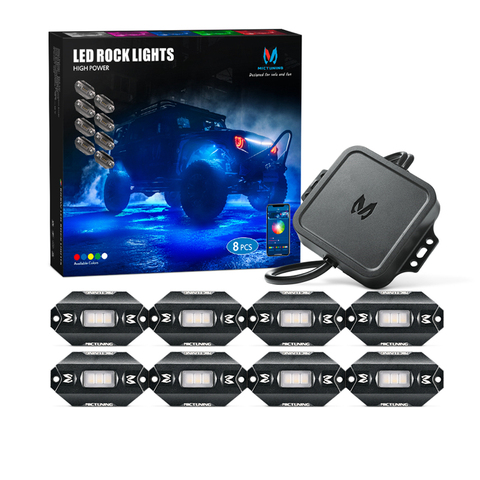 MICTUNING C1 8 Pods RGBW LED Rock Lights Remote Multicolor Underglow Neon Light Kit with Bluetooth Controller Music Mode ► Photo 1/6