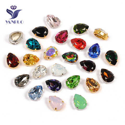 YANRUO 4320 Drop Sewing Stones And Crystals Point Back Glass Strass Needlework Teardrop Sewn Rhinestones For DIY Crafts ► Photo 1/6