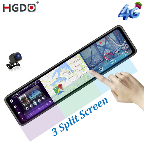 2022 HGDO 12'' 4G Car DVR Camera Android 8.1 Rear View Mirror 1080P WiFi GPS ADAS Dash Cam Registrar Video Recorder 3 Screens ► Photo 1/6