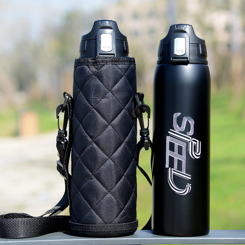 1000ml/750ml Double Stainless Steel Sport Thermos Mug With Bag Coffee Tea Vacuum Flask Travel Mug Climbing Thermal Water Bottle ► Photo 1/6