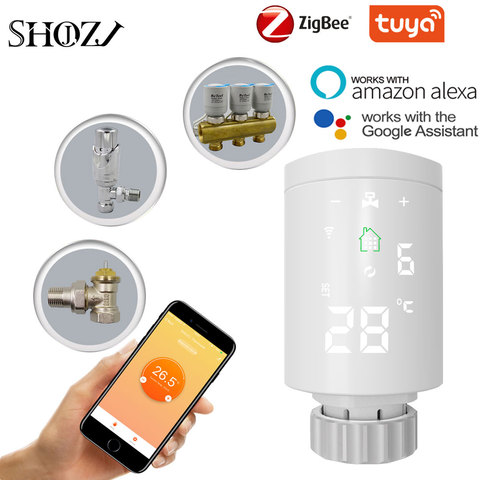 TUYA Zigbee TRV  Thermostat Valve  Thermostatic Radiator Valve Controller Heater Temperature Voice Control Works with Google Hom ► Photo 1/6