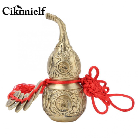 Pure Brass Copper Wu Lou Cucurbit Gourd Home Decoration Symbol of Luck and Treasure Home Car Feng Shui Luck Figurines Miniatures ► Photo 1/6