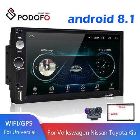 Podofo 2 din Android Car Multimedia Player Universal Car Radio 2din GPS Autoradio For Volkswagen Nissan Hyundai Kia toyota CR-V ► Photo 1/6