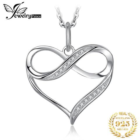 Infinity Love Heart Silver Pendant Necklace 925 Sterling Silver Choker Statement Necklace Women Silver 925 Jewelry No Chain ► Photo 1/6