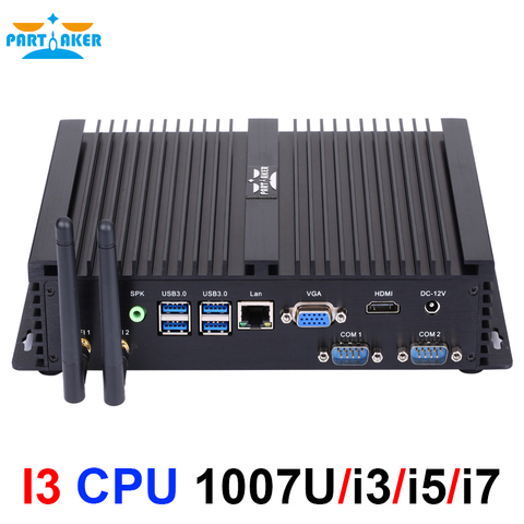 Fanless Mini PC i7 4500U i5 4200U i3 5005U Industrial Computer 24 Hours Working 2 COM HDMI VGA Dual Display 300M Wifi 4K HD HTPC ► Photo 1/6