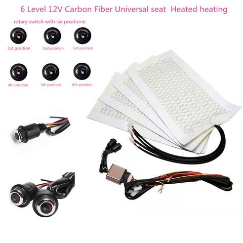12V  Universal  6 Level Round switch 12V Carbon Fiber Universal Car Heated heating Heater Seat Pads Winter Warmer Seat Covers KI ► Photo 1/6