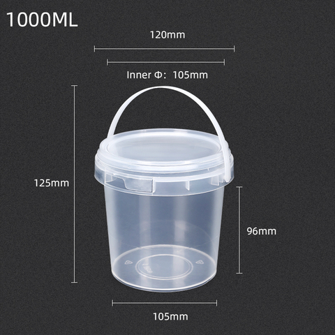 1000ML Clear Plastic Pail with handle and Lid Leakproof storage container for Cotton candy/Takeaway food/Condiment bucket 10PCS ► Photo 1/1