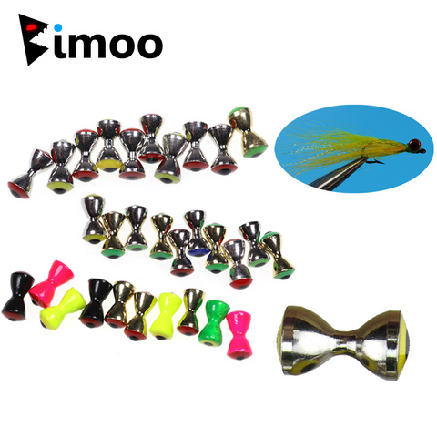 Bimoo 50PCS 3D Fly Tying Brass Dumbbell Fish Eyes Crazy Charlie Tying Material Streamers Salmon Barbells Beads Lead Eyes Yellow ► Photo 1/6