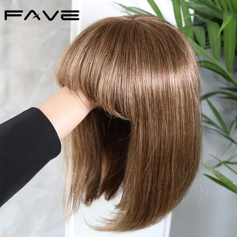 FAVE Short Pixie Cut Color Wigs 150%Brazilian Remy Straight Wig Human Hair Bob Wigs Fringe Wigs Human Hair Wigs For Black Women ► Photo 1/6