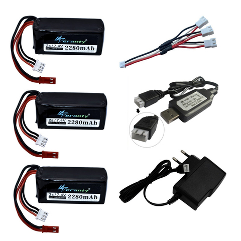 7,4 V 2280mAh + 7,4 v battery charger for A949 A959-B A969-B A979-B K929-B remote Control car 2s LiPo battery for Wltoys car ► Photo 1/5