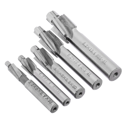 5Pcs HSS Counterbore End Mill M3-M8 Pilot Slotting Tool Milling Cutter Countersink End Mills ► Photo 1/6