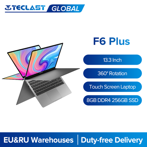 Teclast Laptops F6 Plus 13.3 Inch Notebook Gemini Lake 8GB LPDDR4 256GB SSD Windows 10 Laptop 360 Rotation Touch Screen Computer ► Photo 1/6