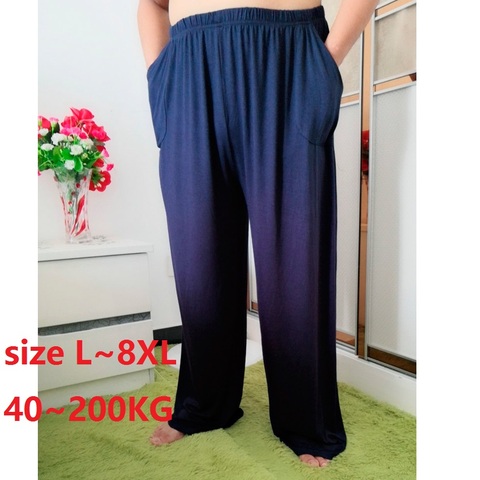 Men High Elastic Sleep Pants  7XL 8XL 60-200KG summer modal casual home pants new large size men's  super soft men's pants ► Photo 1/6
