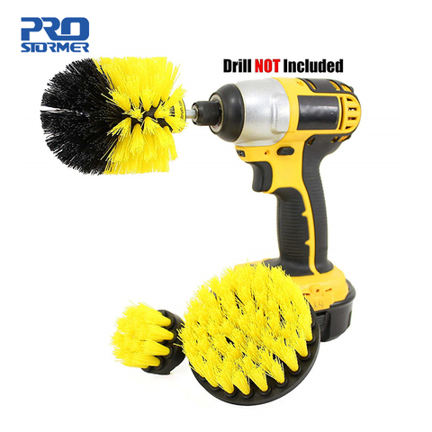 3Pcs/Set Electric Scrubber Brush Drill Brush Kit Plastic Round Cleaning Brush for Carpet Glass Car Tires BIY Bits by PROSTORMER ► Photo 1/6