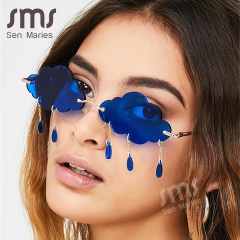 Fashion Rimless Sunglasses Women 2022 Vintage Clouds Tassel Steampunk Sunglasses Men Frameless Punk Glasses Shades UV400 Oculos ► Photo 1/6