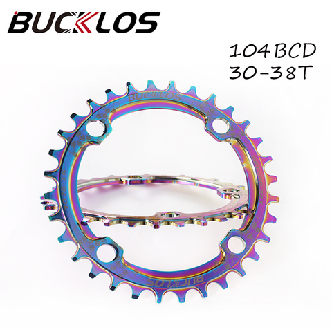 Narrow Wide Bike Chainring 104BCD MTB Crankset Aluminum Alloy plating Chainwheel 30-38T Oval Round Crank Set Road Bicycle Parts ► Photo 1/6