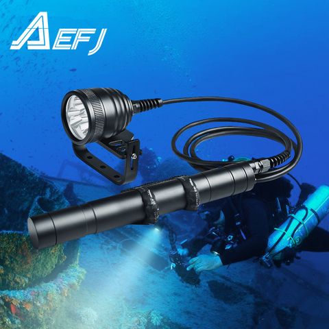 Professiona Scuba Diving Flashlight Light Torch Cree 3*XM-L2 U4 Waterproof LED Dive Light 26650 Canister Dive Primary Light ► Photo 1/6