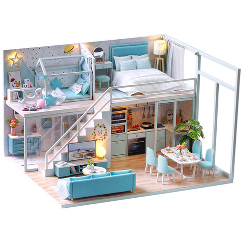 CUTEBEE DIY Dollhouse Wooden doll Houses Miniature Doll House Furniture Kit Casa Music Led Toys for Children Birthday Gift L28 ► Photo 1/6