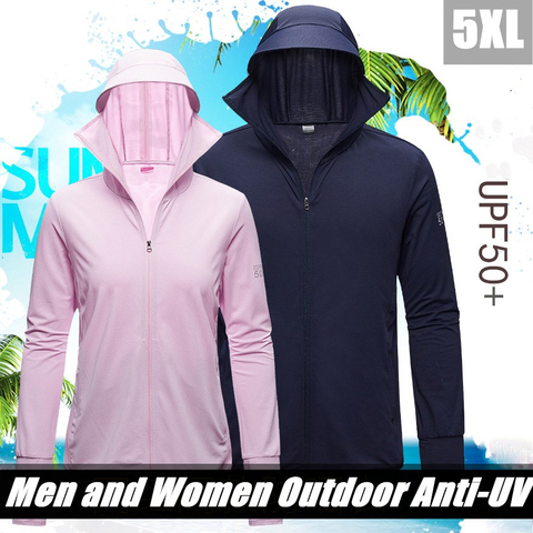 Sun Protection Clothing Men Women Thin Long Sleeve Ice Silk Breathable Hooded Hiking Sport Jacket Outdoor Riding Fishing Clothes ► Photo 1/6