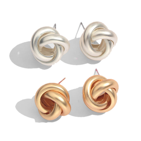 Double Fair Cute Love Twist Stud Earrings White/Rose Gold Color Fashion Jewelry For Women Knot Post Earring HotSale DFE103 ► Photo 1/6