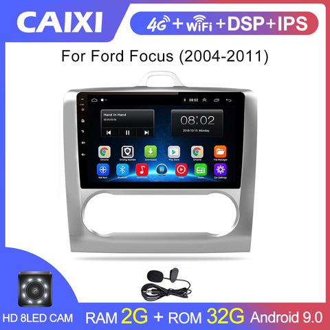 CAIXI 9 Inch  Car Android 8.1 GPS Navigation 2 DIN Car Radio DVD  Player For 2004 2005 2006-2011 FordFocus Exi AT ► Photo 1/6