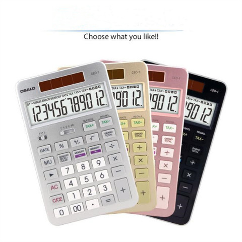 NEW CEO-1 Flat panel calculator business office desktop solar calculator 12-bit display tax calculators ► Photo 1/6