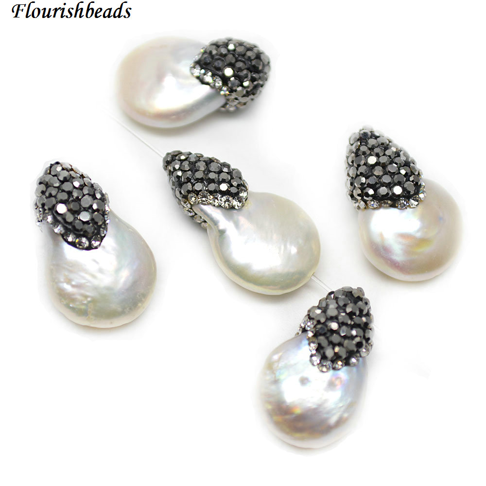 Paved Black Crystal Natural White Pearl Irregualr Flat Pear Drop Loose Beads  fit Fashion Jewelry making - Price history & Review, AliExpress Seller -  Flourish Beads Store