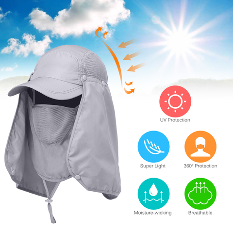 Lixada Outdoor Sport Hiking Visor Hat UV Protection Face Neck Cover Fishing Sun Protection Cap ► Photo 1/6