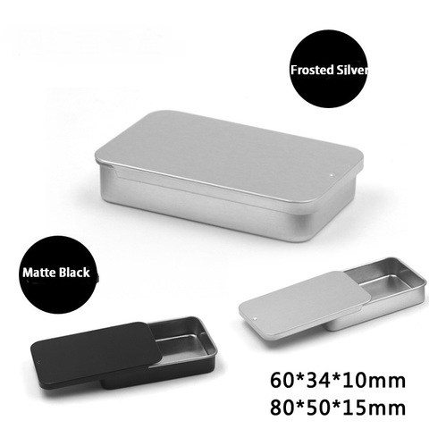 1PC Mini Black Matte Sliding Cover Push-Pull Tin Box Portable U Disk Chewing Gum Metal Box Small Home Ointment Storage Box ► Photo 1/4