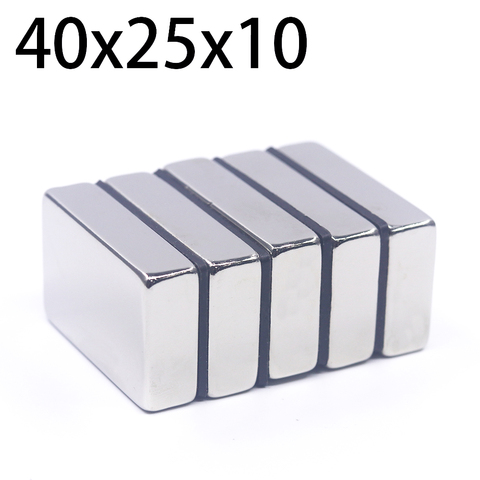 1/2/5Pcs 40x25x10 Neodymium Magnet 40mm x 25mm x 10mm N35 NdFeB Block Super Powerful Strong Permanent Magnetic imanes ► Photo 1/6