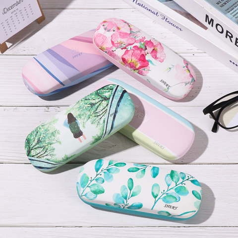 1PC Fashion Portable Glasses Case Printed Leather Storage Box Travel Glasses Storage Case Men Women Eyewear Protector ► Photo 1/6