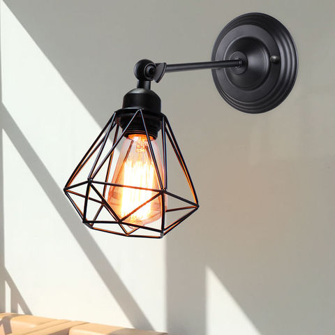 Industrial Loft Iron Lampshade Wall Lamp Vintage Cage Wall Lights Black Wall Sconce Fixture for Home Indoor Lighting Wall Lamps ► Photo 1/6