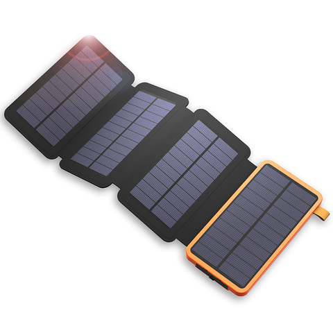 Folding Solar Power bank 8000mAh Solar charger with flashlight Dual USB Solar Panel Powerbank for Smart phones ► Photo 1/6