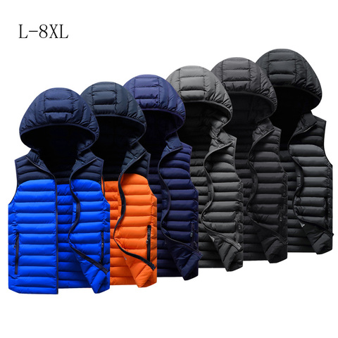 Winter Sleeveless Jacket Men Casual Down Vest Men Warm Thick Hooded Coats Male Cotton Pad Men's Work Waistcoat Gilet Homme L-8XL ► Photo 1/6