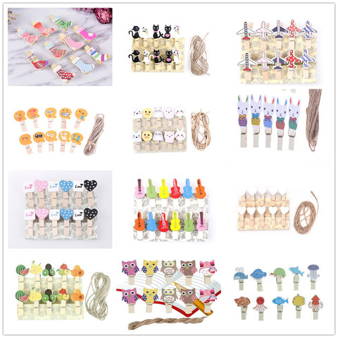10PCS Cute Animal Fruit  Unicorn Memo Paper Clips Stationery Clothespin Craft Clips Pegs Colored Wooden Clip Christmas Decor ► Photo 1/6