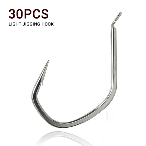30Pcs Light Jigging Hook 1/0 2/0 3/0 4/0 Metal Jig Hooks For Saltwater Slow Jigging Light Game Ice Fishing Fish Accessories ► Photo 1/3