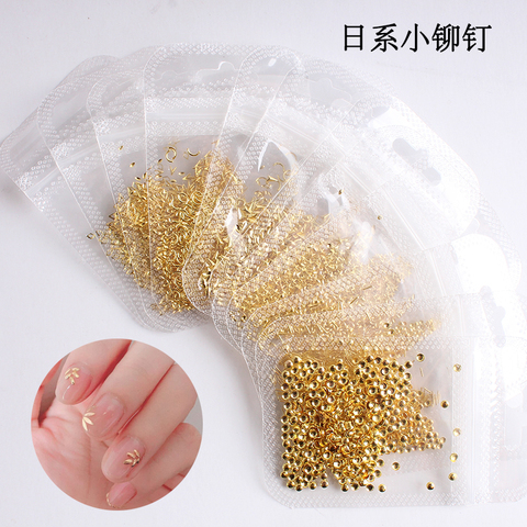 30 Styles 500Pcs/bag 0.8-2mm Ultra-small Nail Metal Rivets Charms Gold/Silver for DIY Nails Decoration, 3D Nail Rivets Studs 11m ► Photo 1/6