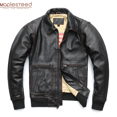 Vintage Edged Flight A2 Men Leather Jacket 100% Cowhide Jacket Men Pilot Bomber Leather Coat Male Leather Clothing Winter M235 ► Photo 1/5